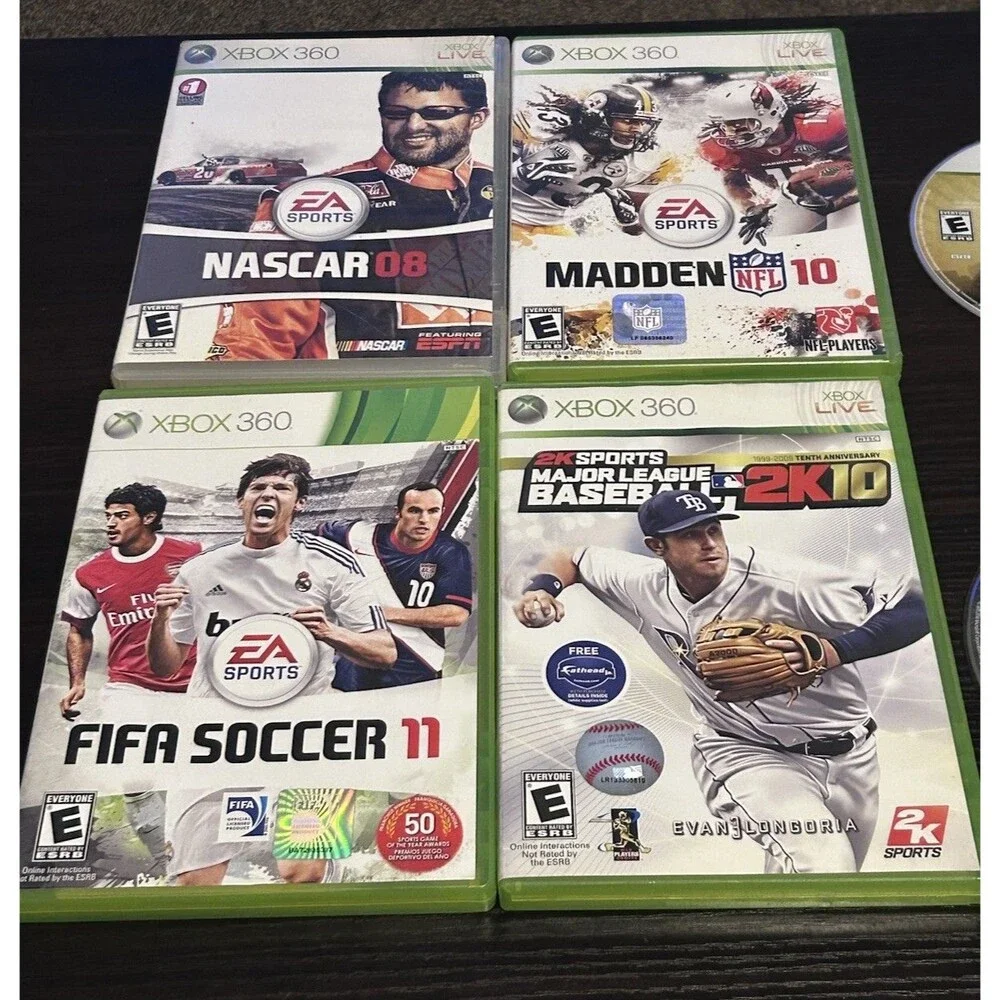 Xbox 360 6 Game Lot FIFA Street 3 NASCAR 08 Madden 10 FIFA 11 MLB 2K10 Destiny